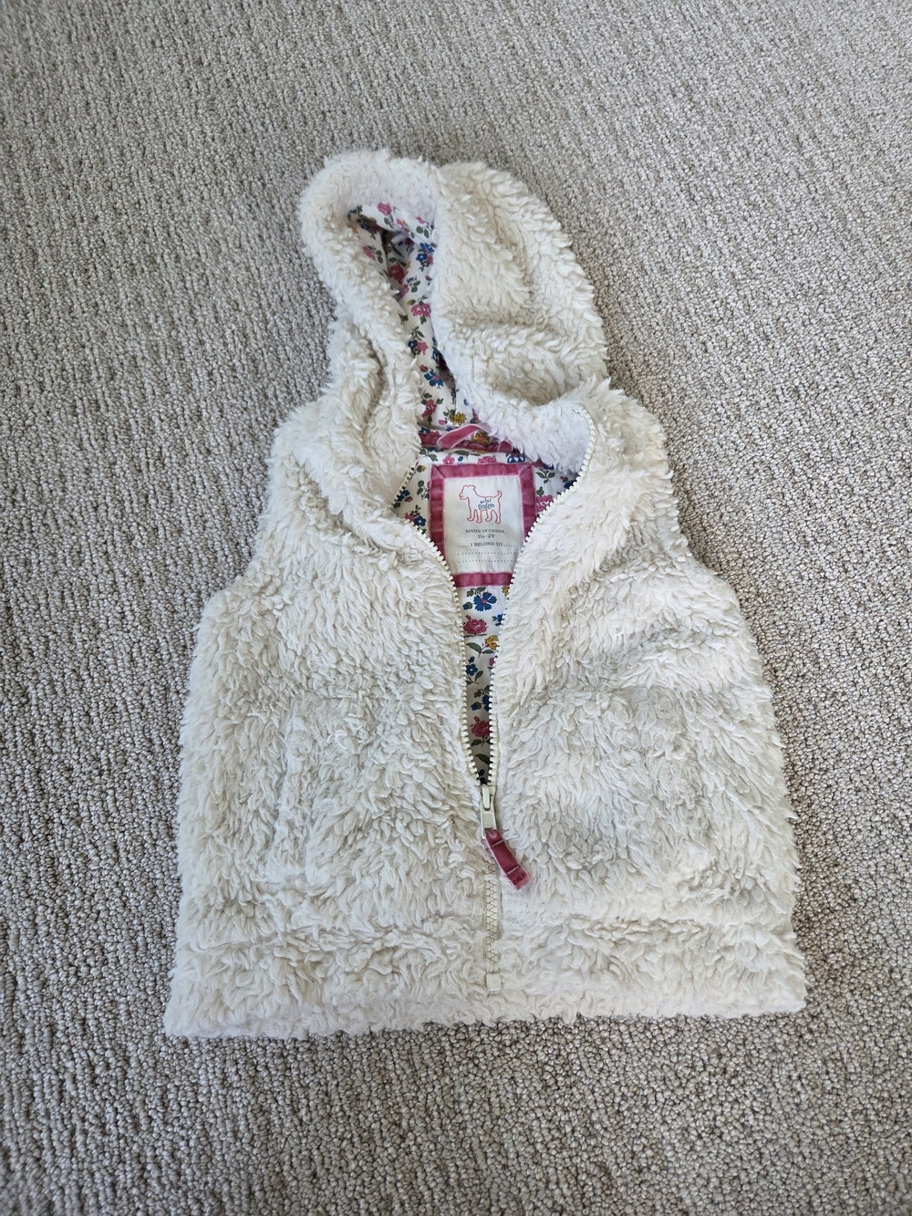 Mini Boden Sherpa Fleece Hooded Vest, Size 18-24 Months